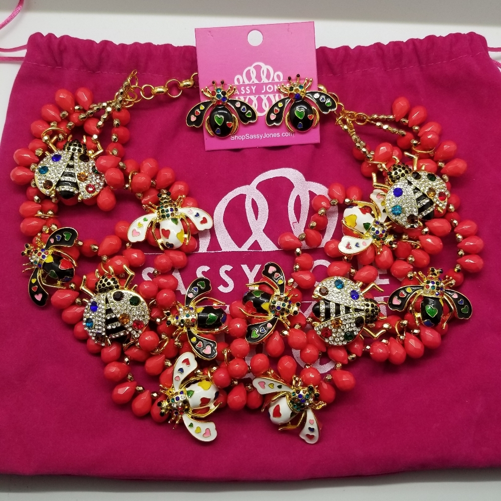 Sassy Jones Dainty Bug bib and earring set